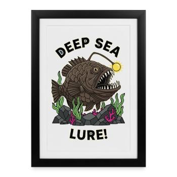 Abyssal Anglerfish Deep Sea Lure Humour - Framed poster (27 × 37 cm) - black - Front