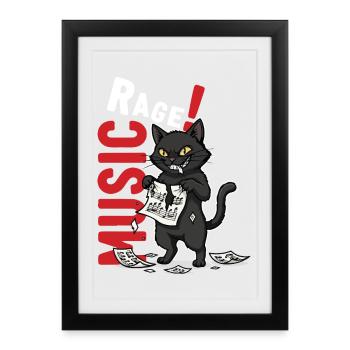 Music Rage Chat Partition Humour - Affiche encadrée (27 × 37 cm) - noir - Devant