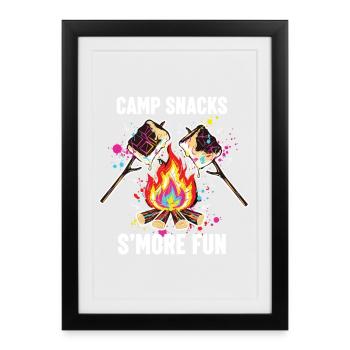 Camp Snacks S'mores Feu de Camp - Affiche encadrée (27 × 37 cm) - noir - Devant