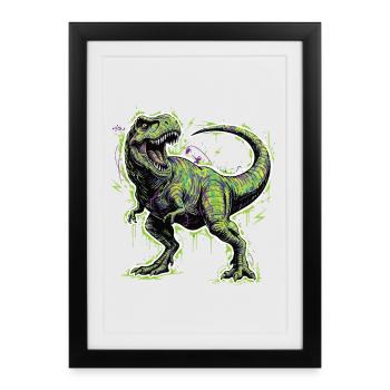 Tyrannosaur_electrique Dinosaure - Affiche encadrée (27 × 37 cm) - noir - Devant