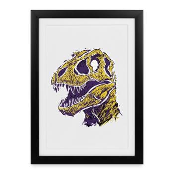 Crâne de T-Rex Dinosaure Artistique - Affiche encadrée (27 × 37 cm) - noir - Devant