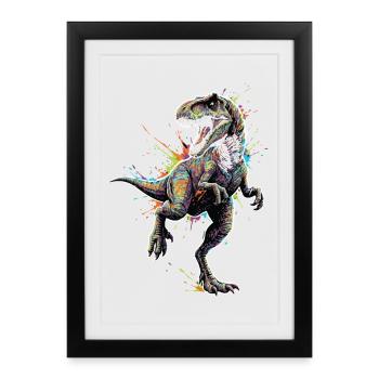 T-Rex_Apex_Explosion_Couleurs_Neon - Affiche encadrée (27 × 37 cm) - noir - Devant