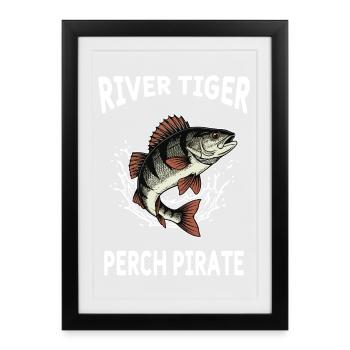 Fishing Perch River Tiger - Framed poster (27 × 37 cm) - black - Front