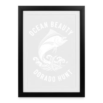 Pêche Mer Dorado - Affiche encadrée (27 × 37 cm) - noir - Devant