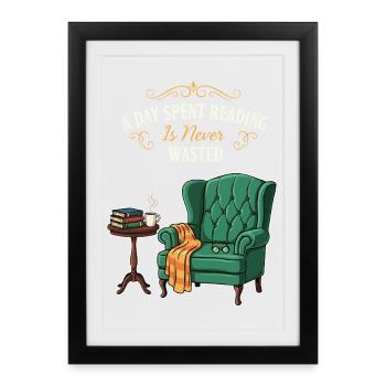 Lecture Livre Humour Citation Day Spent Reading - Affiche encadrée (27 × 37 cm) - noir - Devant