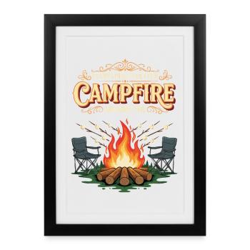 Camping Campfire Marshmallow Everything's Better - Affiche encadrée (27 × 37 cm) - noir - Devant