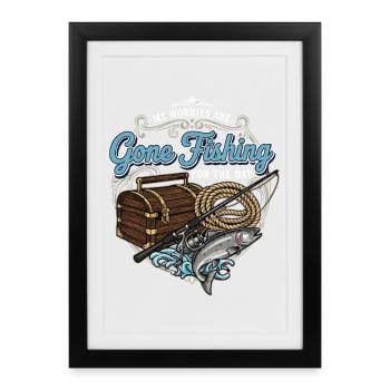 Camping Pêche Gone Fishing For The Day - Framed poster (27 × 37 cm) - black - Front
