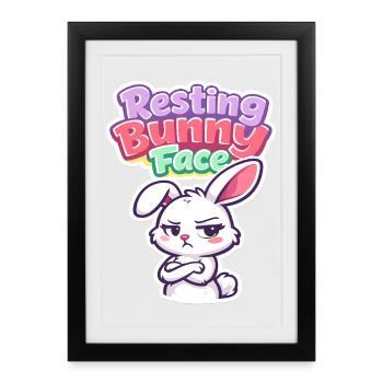 Face de lapin au repos à Pâques disant drôle - Affiche encadrée (27 × 37 cm) - noir - Devant