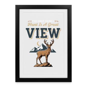 Camping Nature Humour Only Hunt Great View Deer - Framed poster (27 × 37 cm) - black - Front