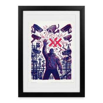 Überwachung Freiheit Freidenker Freigeist - Affiche encadrée (27 × 37 cm) - noir - Devant