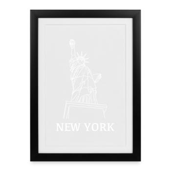 New_York_weiss - Gerahmtes Poster (27 × 37 cm) - Schwarz - Vorne