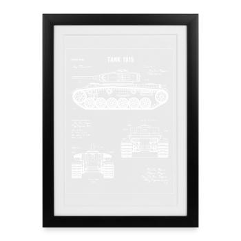 Tank 1915 Blueprint - Framed poster (27 × 37 cm) - black - Front
