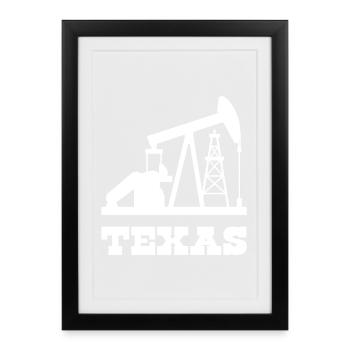 Conception de pompe pour champs pétrolifères du Texas - Affiche encadrée (27 × 37 cm) - noir - Devant