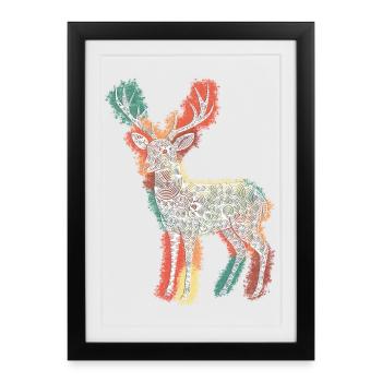 Zentangle Roebuck - Affiche encadrée (27 × 37 cm) - noir - Devant