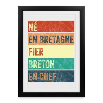 Né en Bretagne Fier Breton - Affiche encadrée (27 × 37 cm) - noir - Devant
