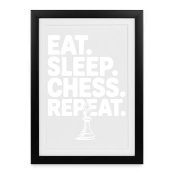 Eat. Sleep. Chess. Repeat. - Framed poster (27 × 37 cm) - black - Front