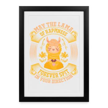 Lama spit happiness - Framed poster (27 × 37 cm) - black - Front