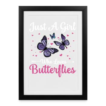 Girl who loves Butterflies - Gerahmtes Poster (27 × 37 cm) - Schwarz - Vorne