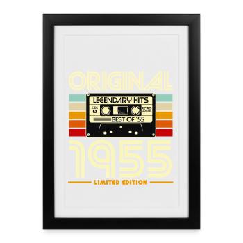 Cassette Rétro 1955 Légendaires Hits - Affiche encadrée (27 × 37 cm) - noir - Devant