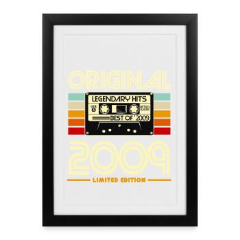 Cassette Retro 2009 Edition - Affiche encadrée (27 × 37 cm) - noir - Devant