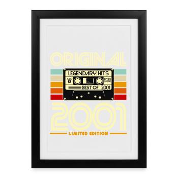 Original 2001 Hits Cassette Vintage - Framed poster (27 × 37 cm) - black - Front