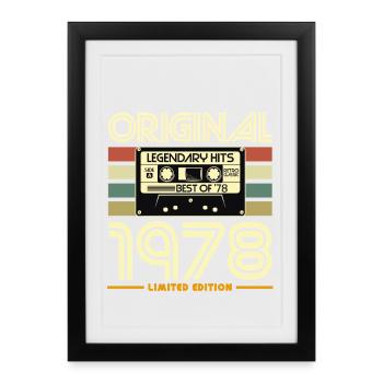 Original 1978 Cassette rétro limitée - Affiche encadrée (27 × 37 cm) - noir - Devant
