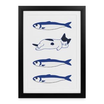 Fish n kit - Affiche encadrée (27 × 37 cm) - noir - Devant