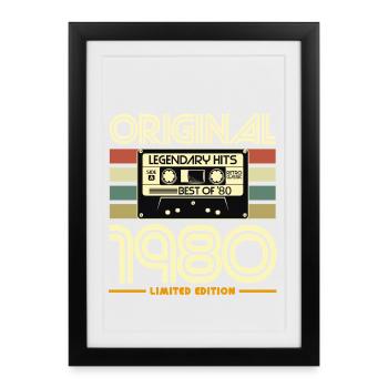 Hits Originaux 1980 Cassette Retro - Affiche encadrée (27 × 37 cm) - noir - Devant