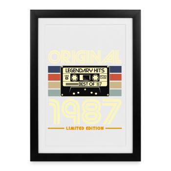 Original 1987 Limité Cassette Retro Hits - Affiche encadrée (27 × 37 cm) - noir - Devant