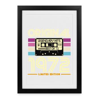 Original 1972 Cassette Retro - Affiche encadrée (27 × 37 cm) - noir - Devant