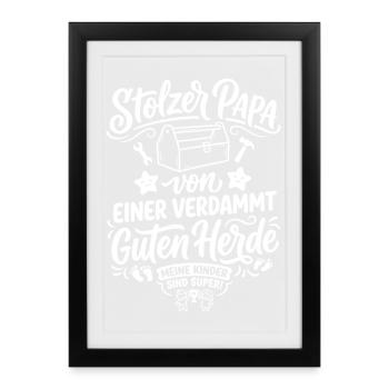 Stolzer Papa — Verdammt gute Kinder - Gerahmtes Poster (27 × 37 cm) - Schwarz - Vorne