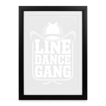Bande de danse en ligne – Style cowboy - Affiche encadrée (27 × 37 cm) - noir - Devant