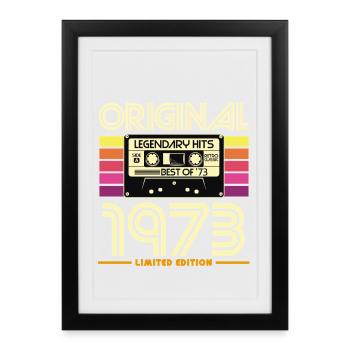 Original 1973 Retro Cassette - Affiche encadrée (27 × 37 cm) - noir - Devant