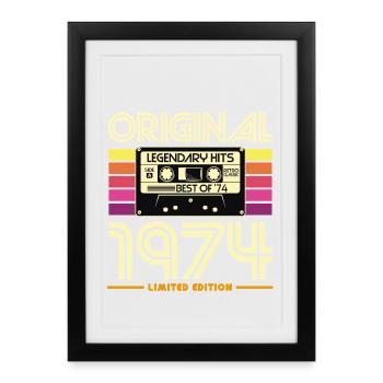 Original 1974 Retro Cassette Limited - Affiche encadrée (27 × 37 cm) - noir - Devant
