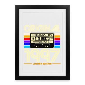 Original 1997 Hits Cassette Rétro - Affiche encadrée (27 × 37 cm) - noir - Devant