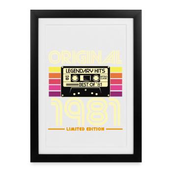 Original 1981: Hits rétro cassette - Affiche encadrée (27 × 37 cm) - noir - Devant