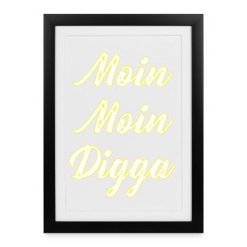 Lettrage Moin Moin Digga - Affiche encadrée (27 × 37 cm) - noir - Devant