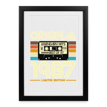 Original 1987 Hits Cassette Rétro - Affiche encadrée (27 × 37 cm) - noir - Devant