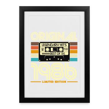 Original 1986 Limited Edition Retro Cassette - Framed poster (27 × 37 cm) - black - Front
