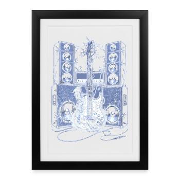 Guitare électrique et enceintes - Affiche encadrée (27 × 37 cm) - noir - Devant