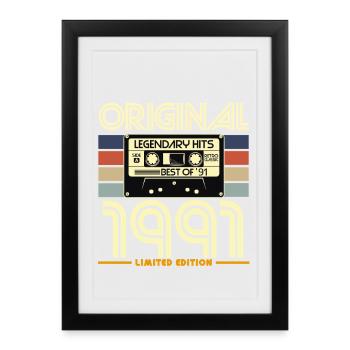 Original 1991 Retro Hits - Affiche encadrée (27 × 37 cm) - noir - Devant