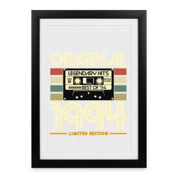 Original 1994 Nostalgie Cassette - Affiche encadrée (27 × 37 cm) - noir - Devant
