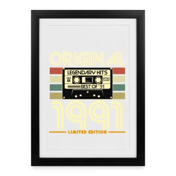 Original 1991 Limited Edition rétro - Affiche encadrée (27 × 37 cm) - noir - Devant