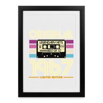Original 1967 Hits Cassette Retro - Affiche encadrée (27 × 37 cm) - noir - Devant