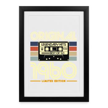 Original 1960 Cassette Rétro - Affiche encadrée (27 × 37 cm) - noir - Devant