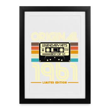 Original 1961 Cassette Retro Édition - Affiche encadrée (27 × 37 cm) - noir - Devant