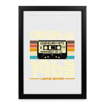 Origine 1963 Cassette Vintage - Affiche encadrée (27 × 37 cm) - noir - Devant
