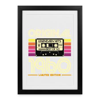 Original 1960 Cassette Retro Limité - Affiche encadrée (27 × 37 cm) - noir - Devant
