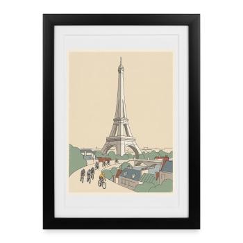 Paris Ride – Radfahrer-Erinnerung - Gerahmtes Poster (27 × 37 cm) - Schwarz - Vorne