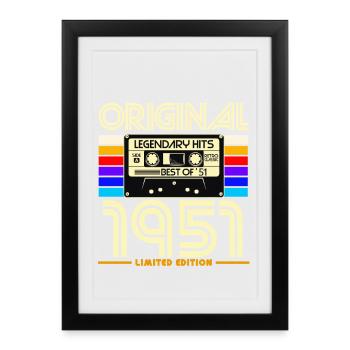 Original 1951 Retro Cassette Tee - Affiche encadrée (27 × 37 cm) - noir - Devant